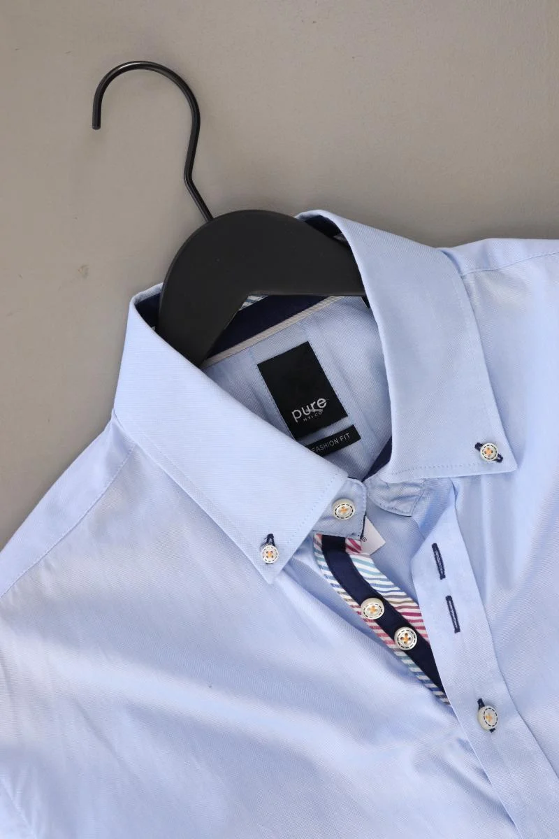 Pure Hatico Langarmhemd für Herren Gr. XL blau aus Baumwolle