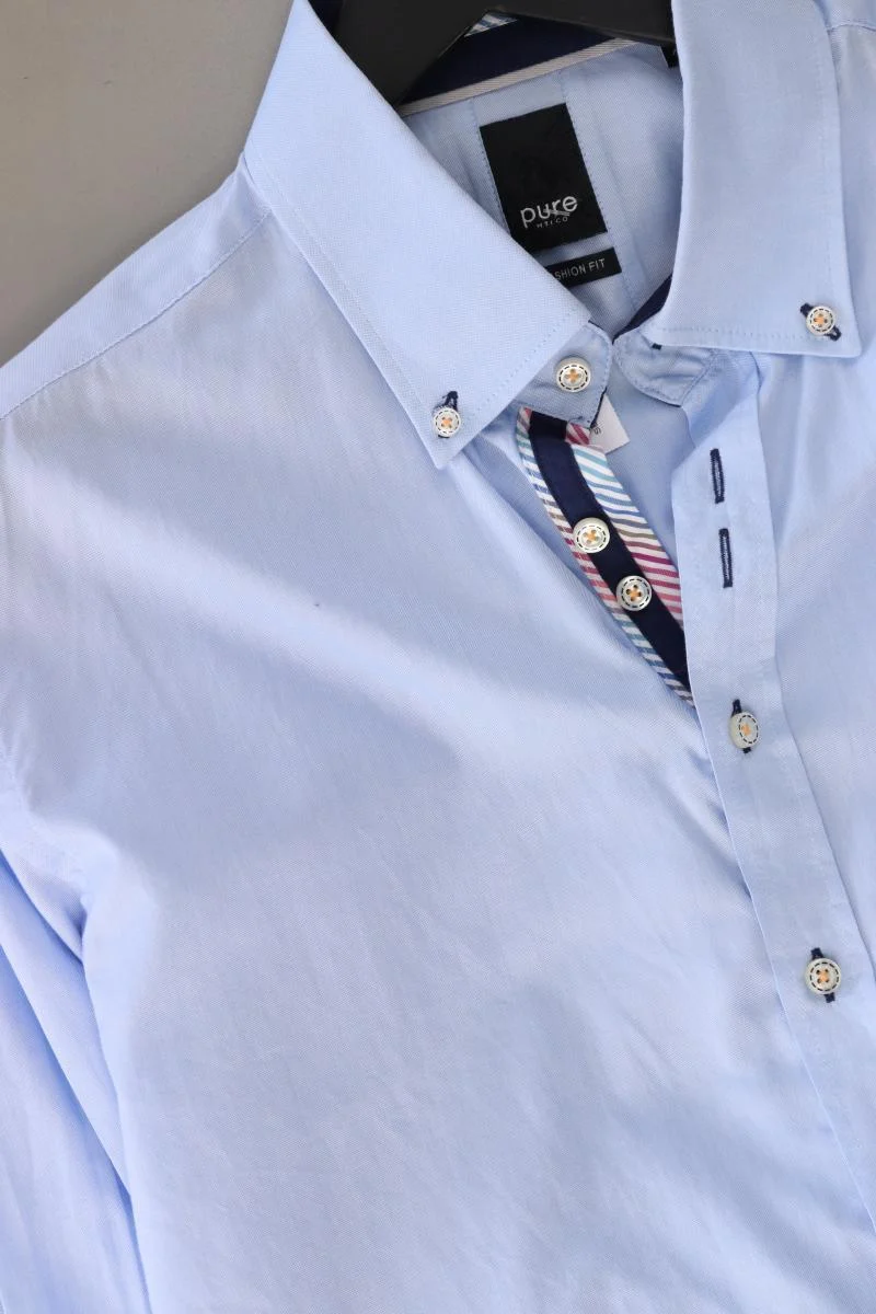 Pure Hatico Langarmhemd für Herren Gr. XL blau aus Baumwolle