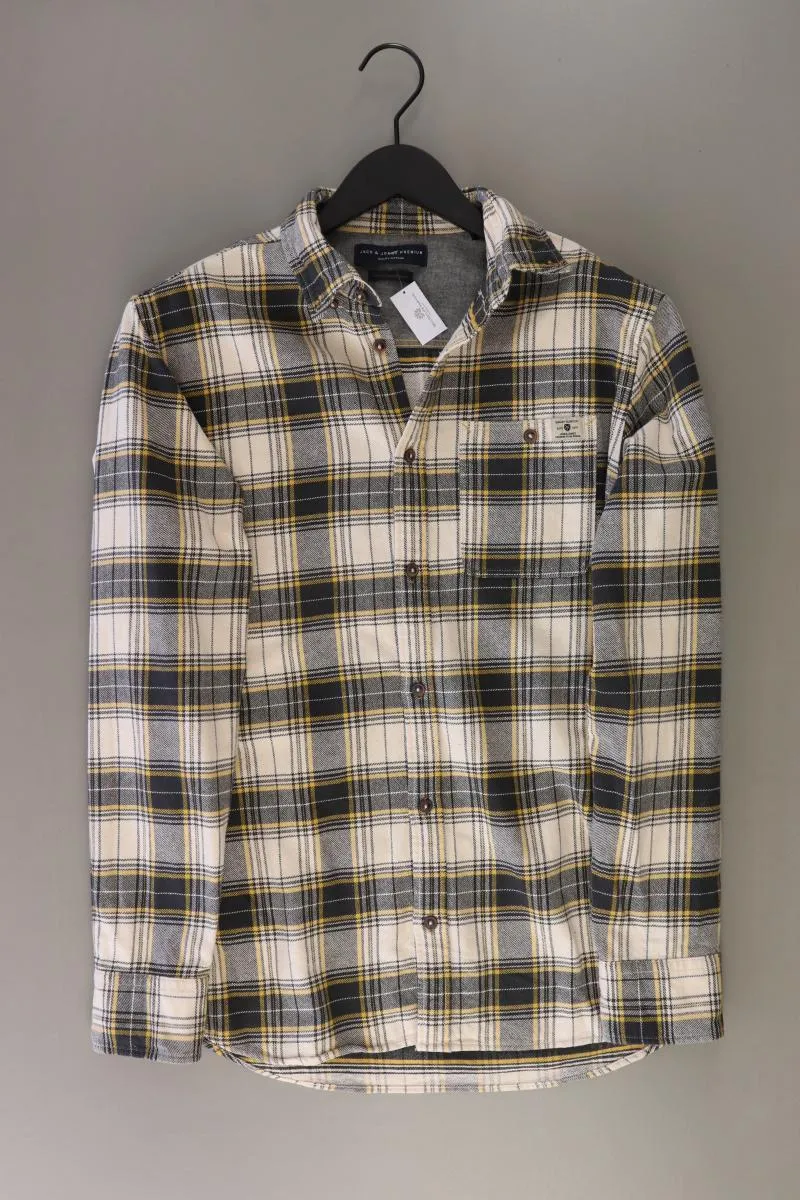 Jack & Jones Karohemd für Herren Gr. M kariert Langarm creme aus Baumwolle