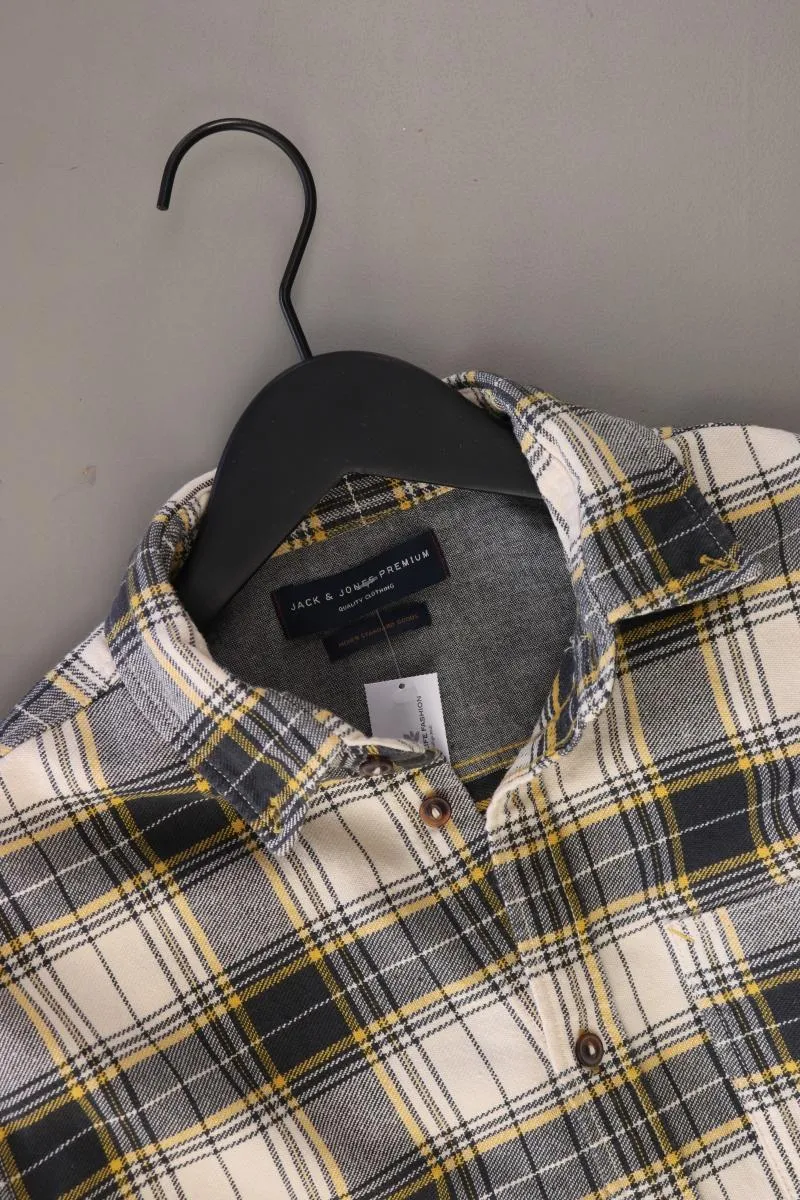 Jack & Jones Karohemd für Herren Gr. M kariert Langarm creme aus Baumwolle