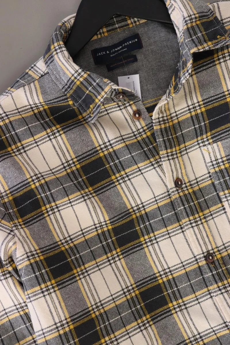 Jack & Jones Karohemd für Herren Gr. M kariert Langarm creme aus Baumwolle