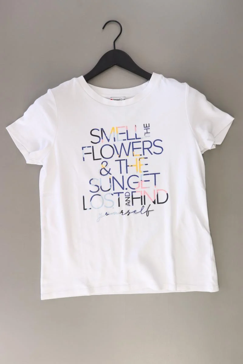 Street One Printshirt Gr. 38 Kurzarm weiß aus Baumwolle
