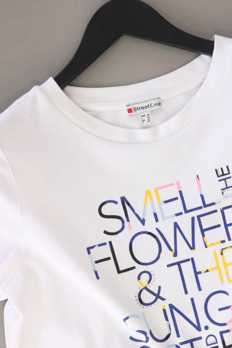 Street One Printshirt Gr. 38 Kurzarm weiß aus Baumwolle