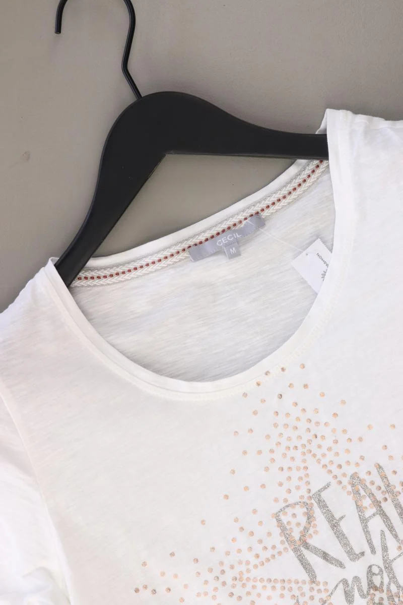 Cecil Printshirt Gr. M Kurzarm weiß aus Baumwolle