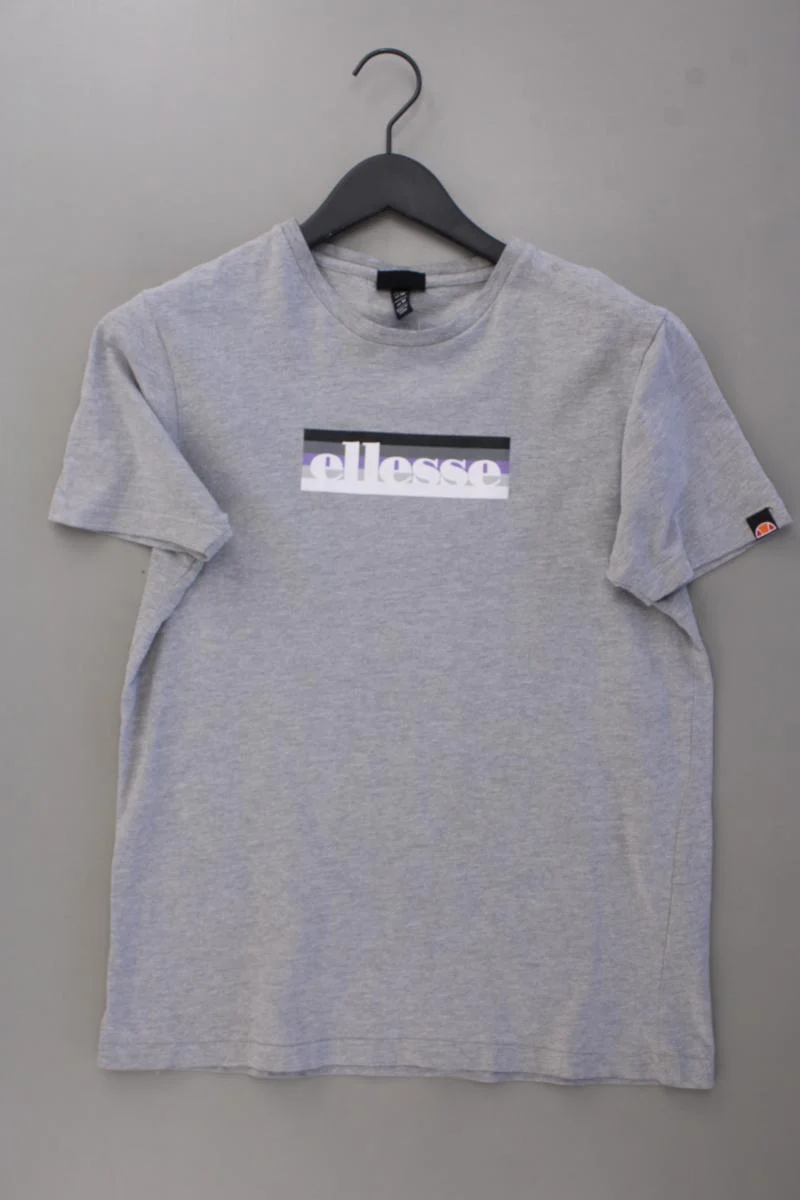 ellesse Printshirt für Herren Gr. M Kurzarm grau aus Baumwolle