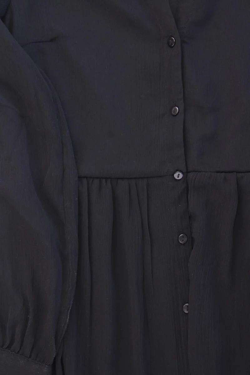 Vila Chiffonkleid Gr. 34 Langarm schwarz