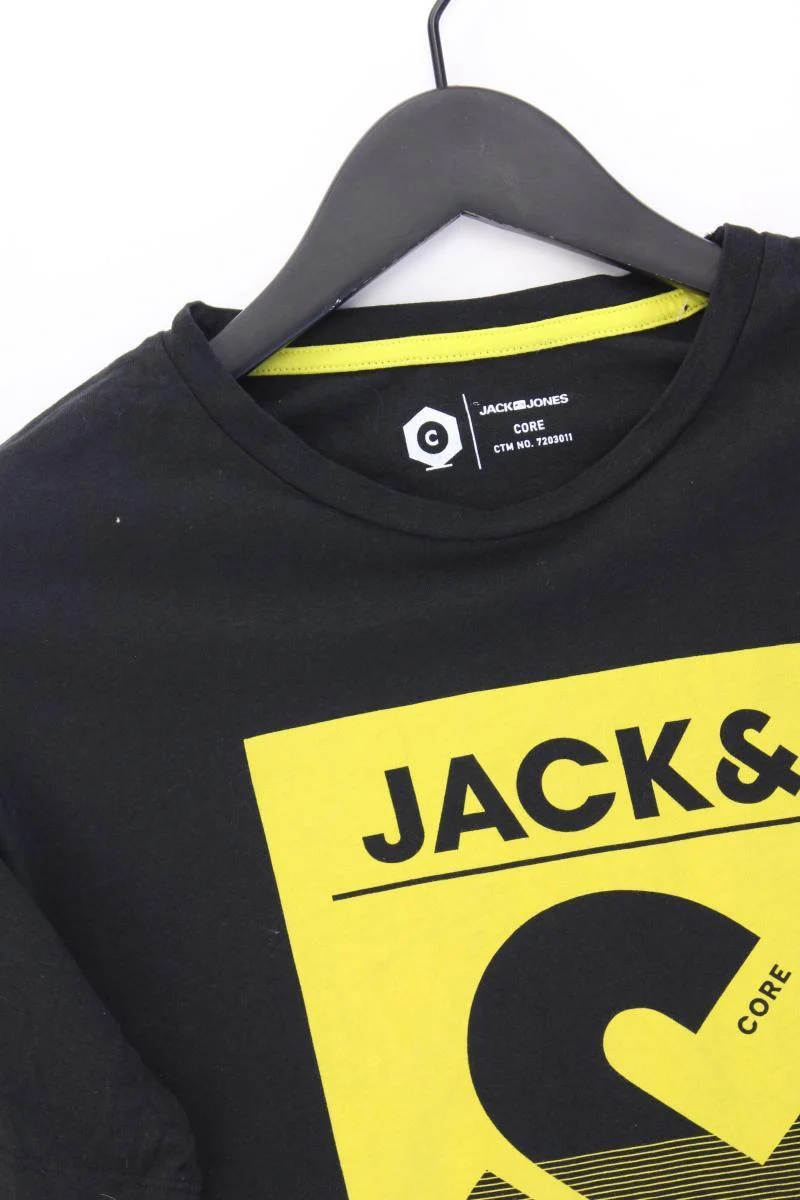 Jack & Jones Printshirt für Herren Gr. L Kurzarm schwarz aus Baumwolle