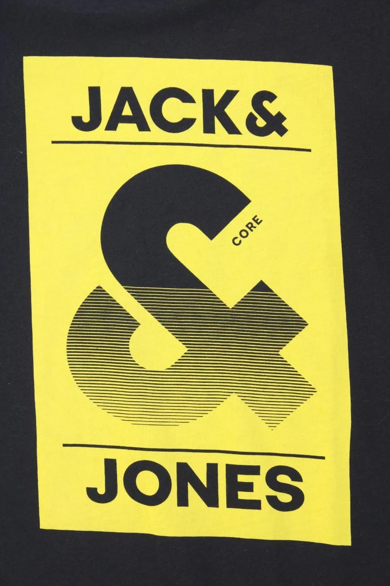 Jack & Jones Printshirt für Herren Gr. L Kurzarm schwarz aus Baumwolle