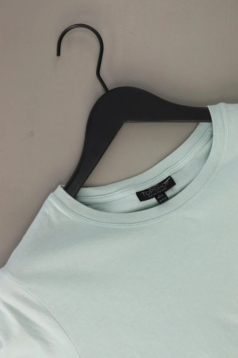 Topshop Shirt mit Spitze Gr. 44 Kurzarm türkis aus Baumwolle