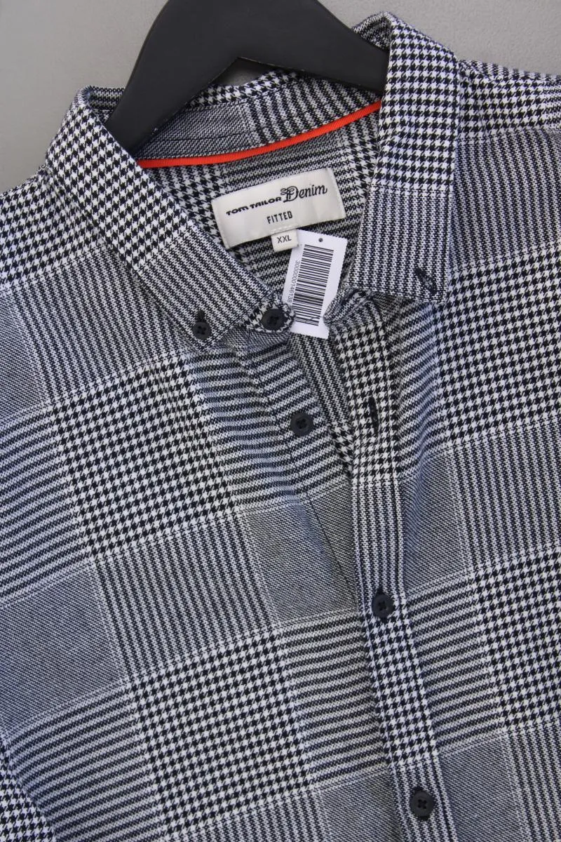 Tom Tailor (Denim) Langarmhemd für Herren Gr. XXL hahnentritt grau aus Baumwolle