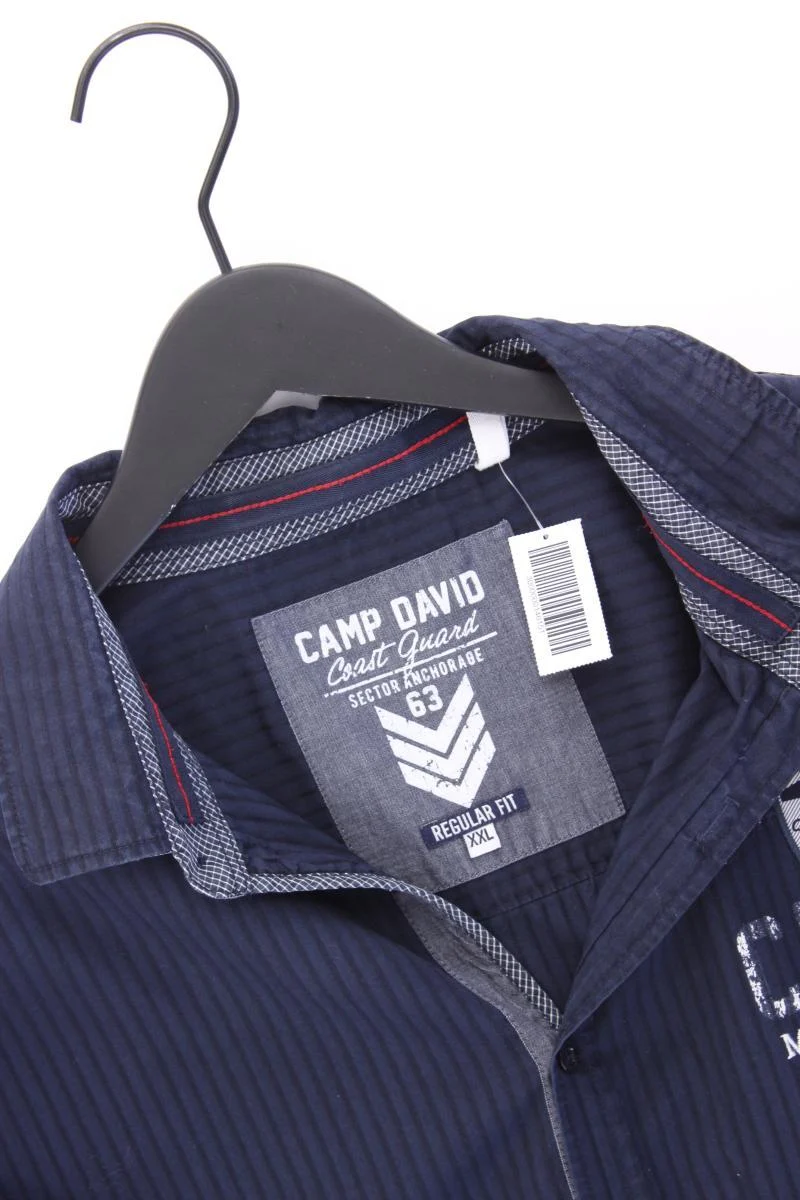 Camp David Langarmhemd für Herren Gr. XXL blau aus Baumwolle