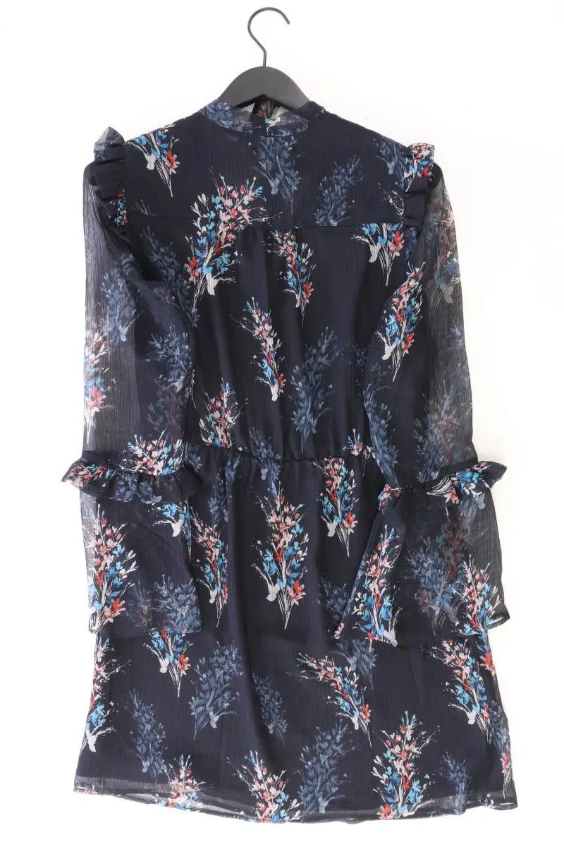 Mango Chiffonkleid Gr. M mit Blumenmuster Langarm blau aus Polyester