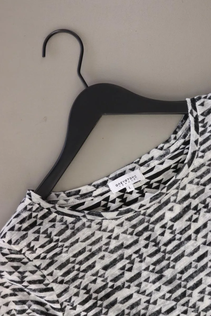 Greystone Strickshirt Gr. L geometrisches Muster Langarm grau aus Polyester