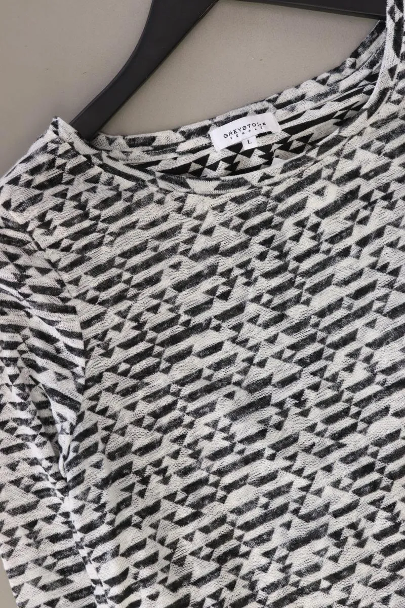 Greystone Strickshirt Gr. L geometrisches Muster Langarm grau aus Polyester