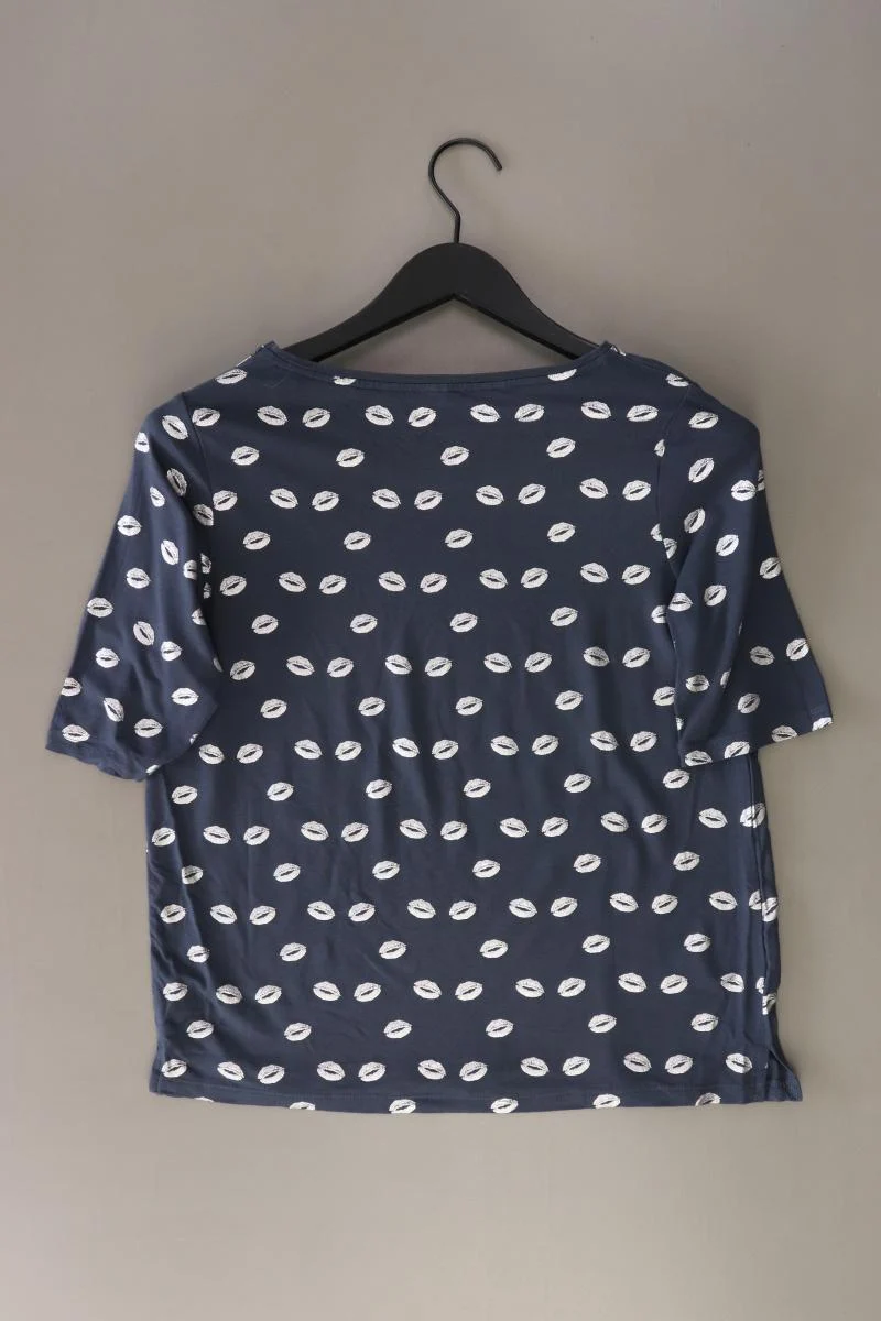 Street One Shirt mit Kussmundmuster Gr. 36 neuwertig Kurzarm blau