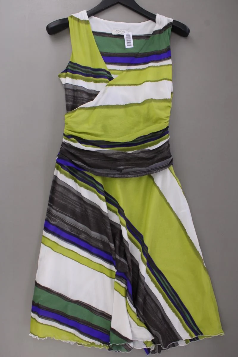 Apanage Stretchkleid Gr. 40 gestreift Ärmellos grün aus Nylon