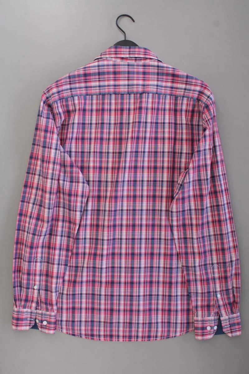 Esprit Karohemd für Herren Gr. XXL kariert Langarm pink aus Baumwolle
