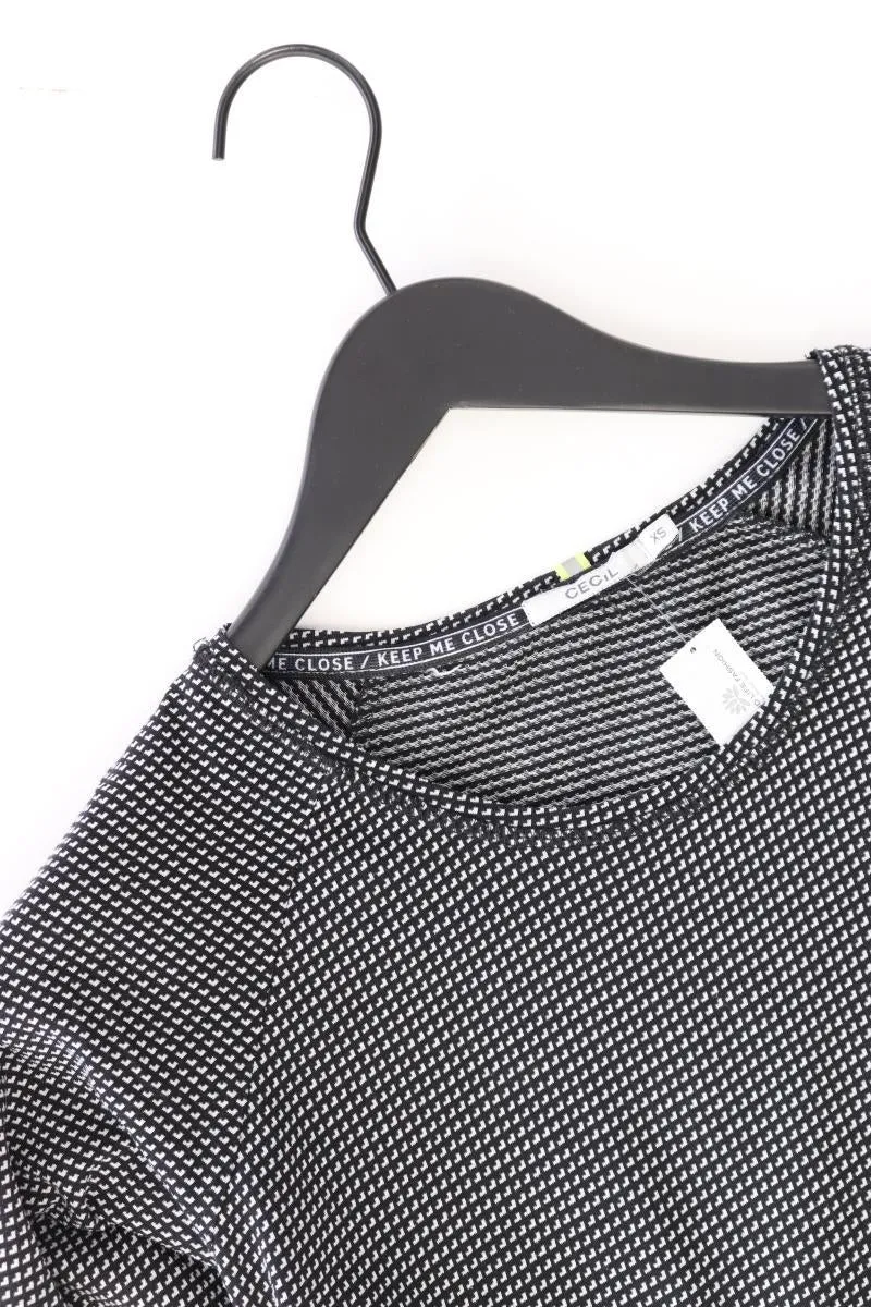 Cecil Longsleeve-Shirt Gr. XS Langarm schwarz aus Baumwolle
