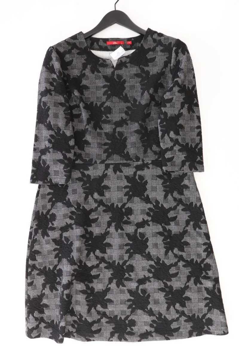 s.Oliver Etuikleid Gr. 42 mit Blumenmuster 3/4 Ärmel grau aus Polyester