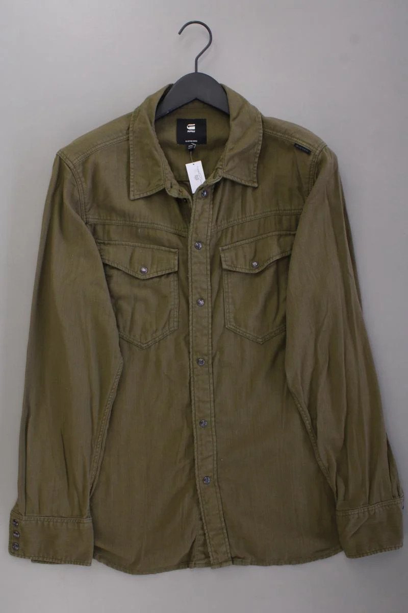 G-Star RAW Langarmhemd für Herren Gr. XXL olivgrün aus Baumwolle