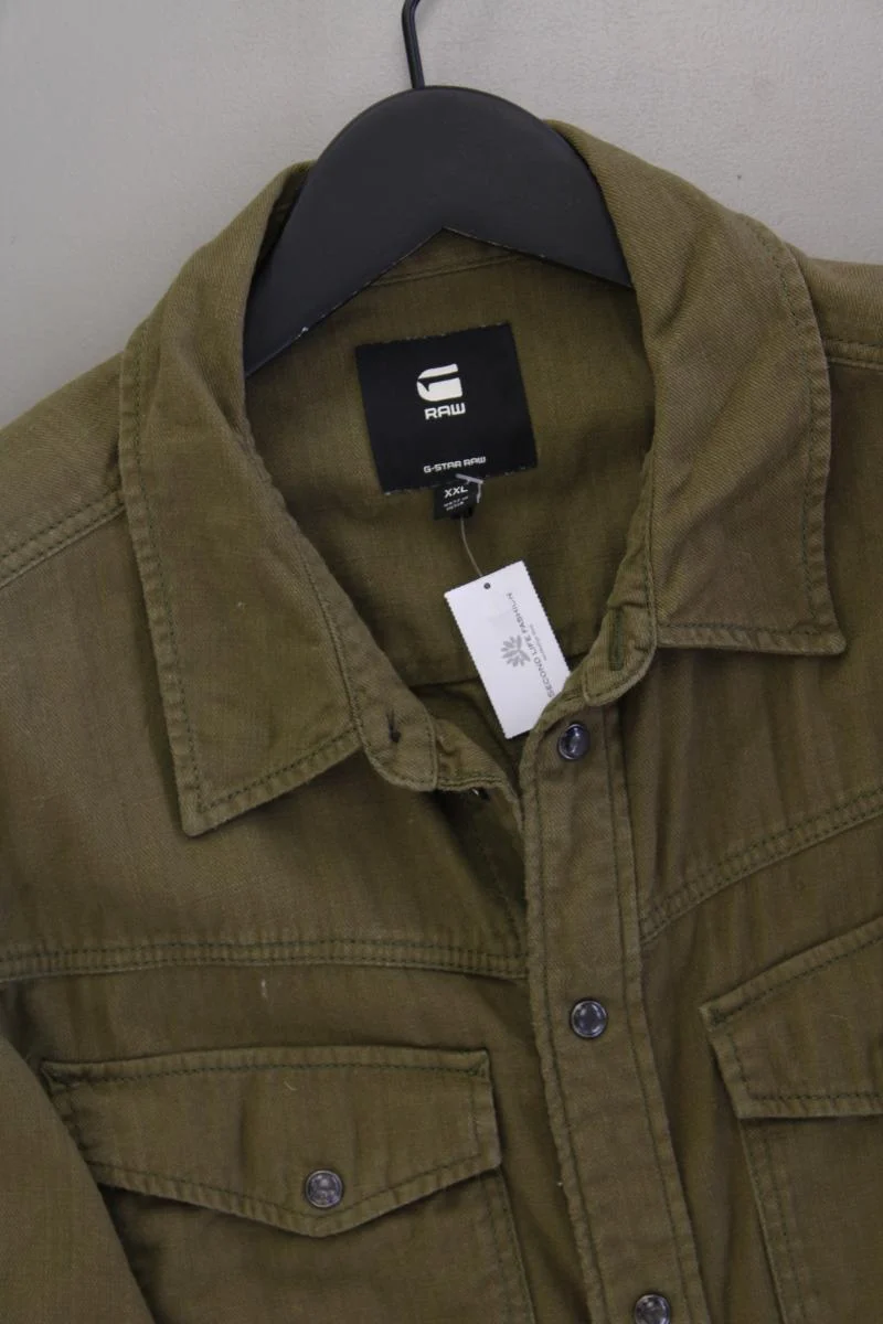 G-Star RAW Langarmhemd für Herren Gr. XXL olivgrün aus Baumwolle