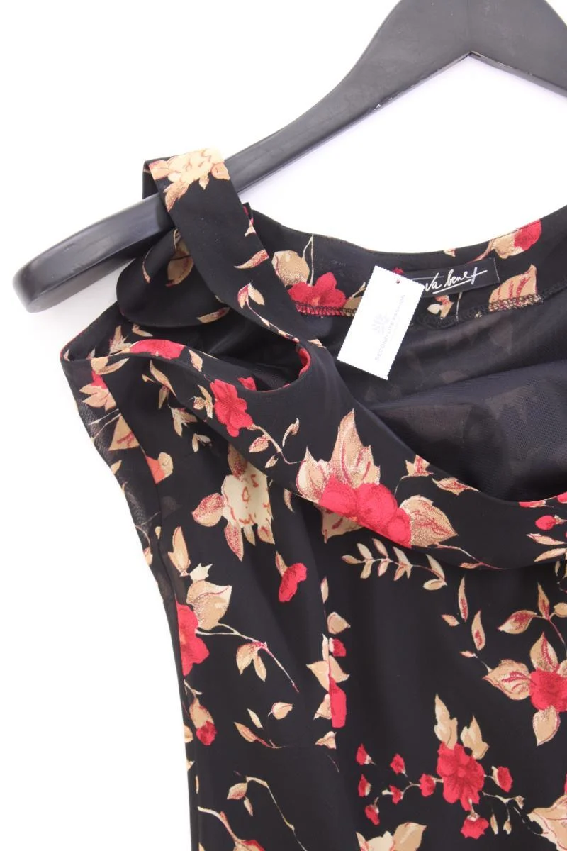 Va Bene Trägerkleid Gr. 40 mit Blumenmuster Vintage schwarz aus Viskose