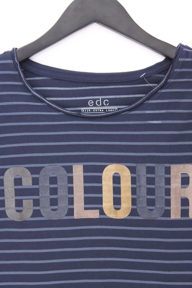 edc by Esprit Ringelshirt Gr. XL gestreift Kurzarm blau aus Baumwolle