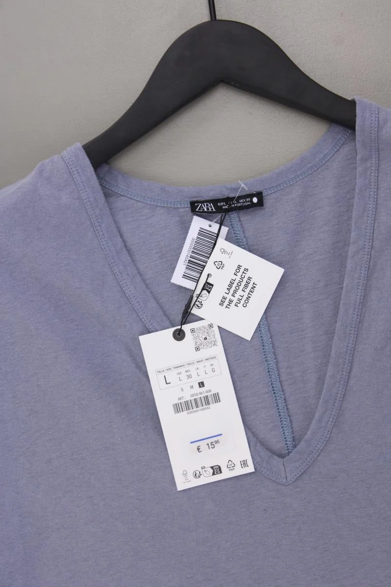 Zara Shirt mit V-Ausschnitt Gr. L neu mit Etikett Neupreis: 15,95€! Kurzarm blau