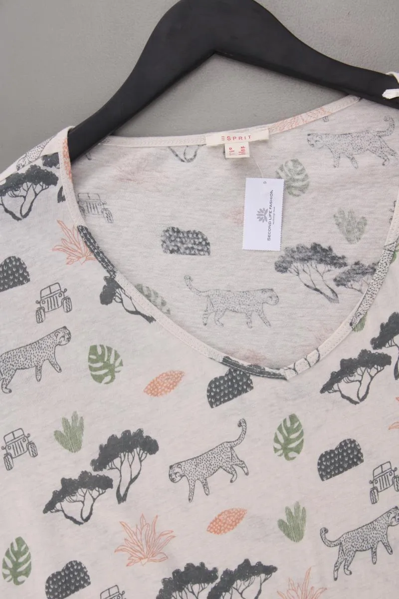 Esprit Printshirt Gr. XL mit Tierdruck Kurzarm creme aus Baumwolle