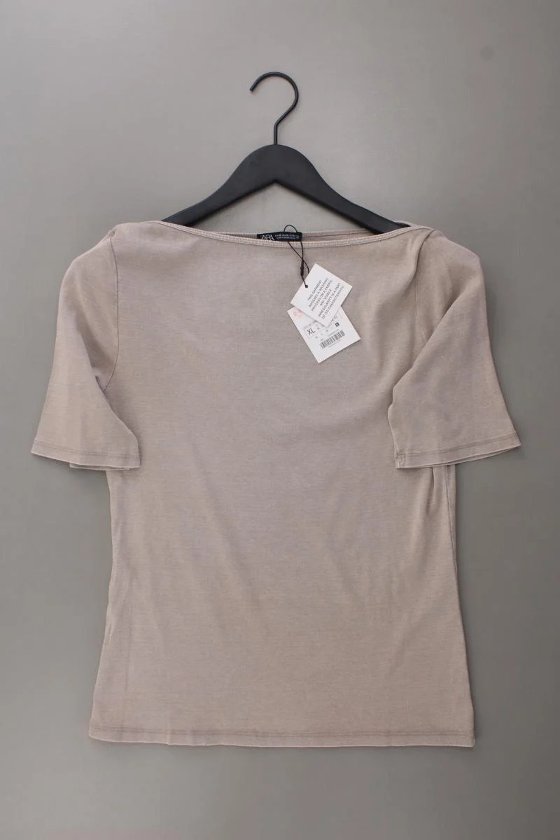 Zara T-Shirt Gr. XL neu mit Etikett Kurzarm creme aus Baumwolle
