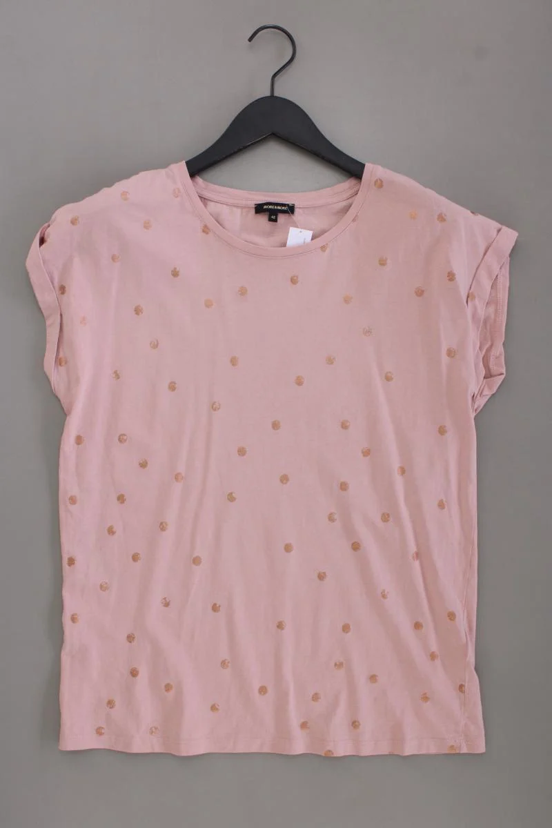 More&More T-Shirt Gr. 42 gepunktet Kurzarm rosa aus Baumwolle