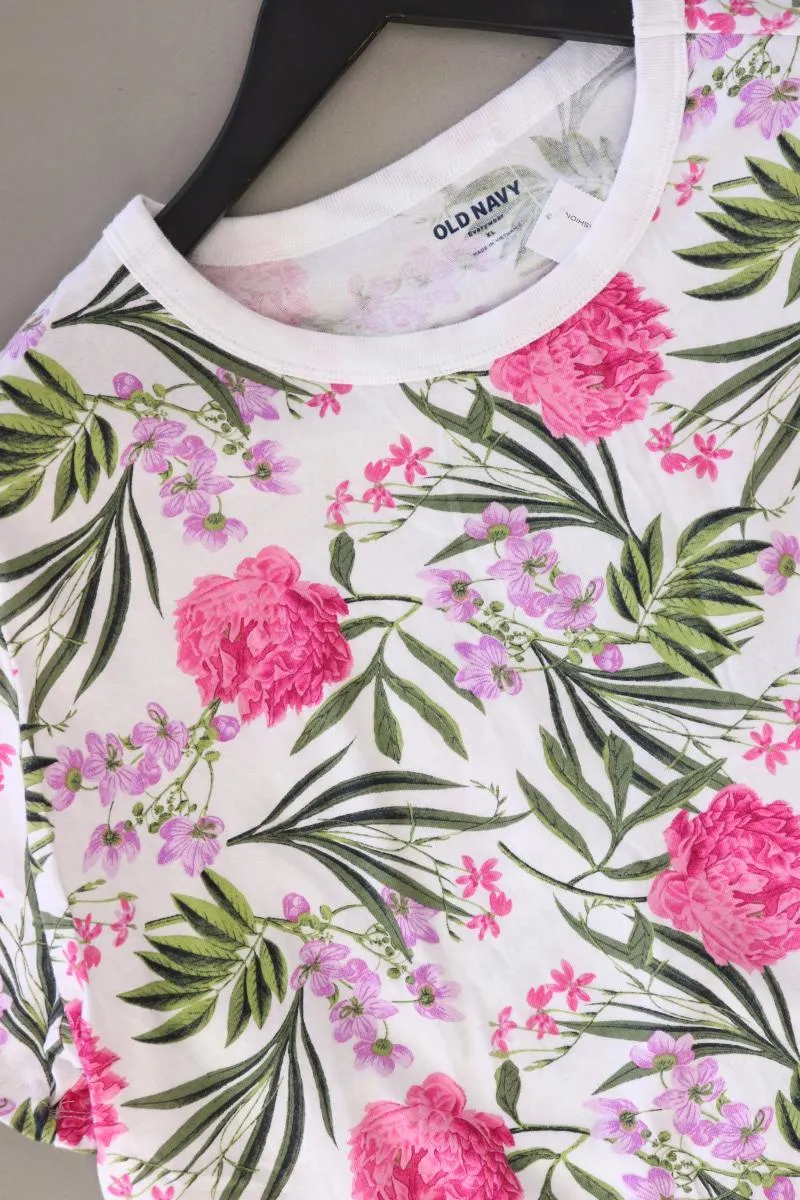 Old Navy Printshirt Gr. XL mit Blumenmuster Kurzarm pink aus Baumwolle
