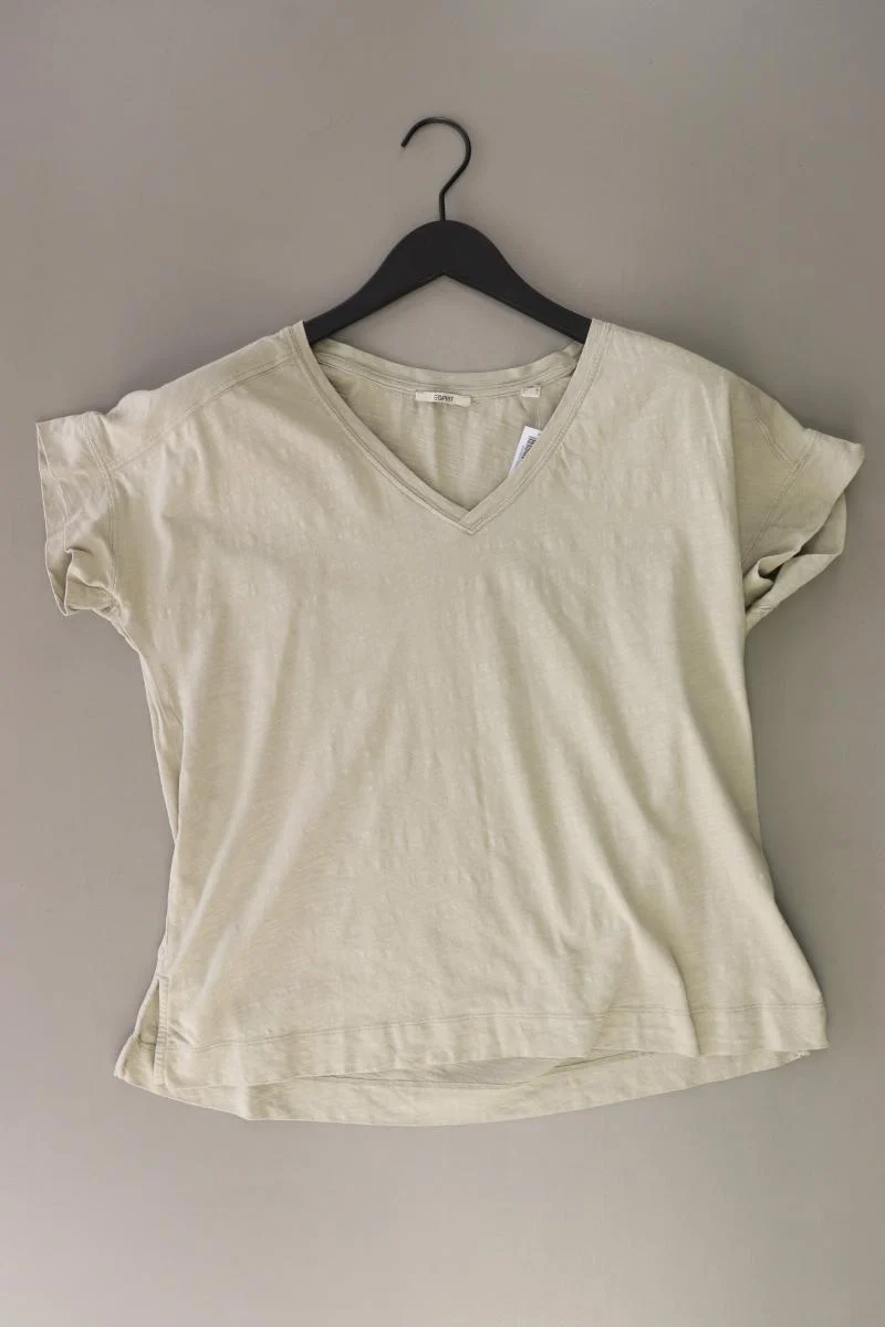 Esprit Shirt mit V-Ausschnitt Gr. M Kurzarm grün aus Baumwolle