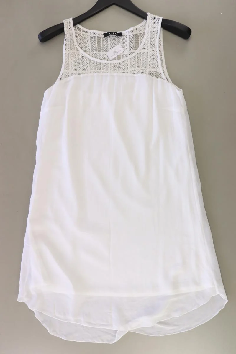 Vila Chiffonkleid Gr. M Ärmellos weiß aus Polyester