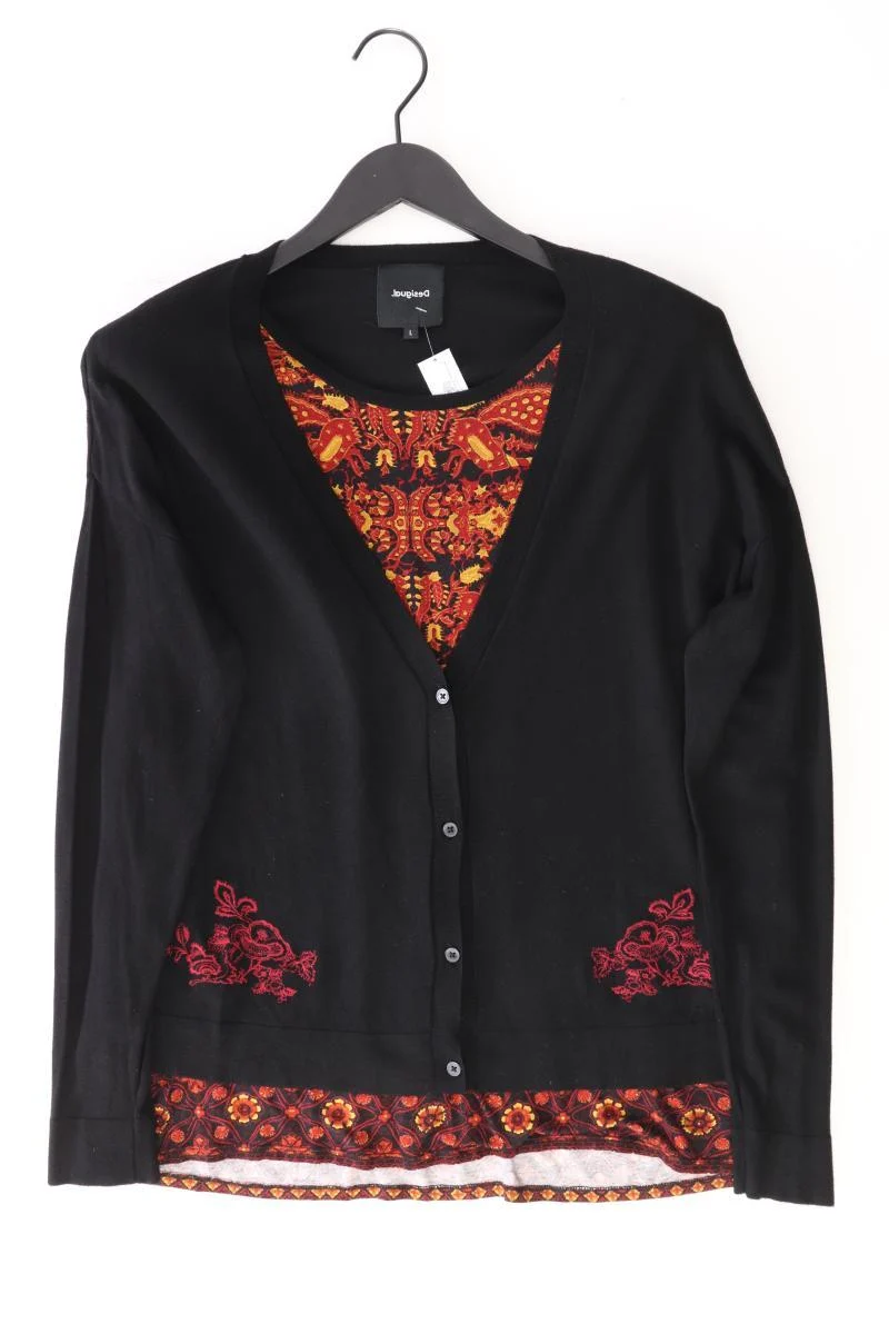 Desigual Strickjacke Gr. L Langarm schwarz aus Viskose