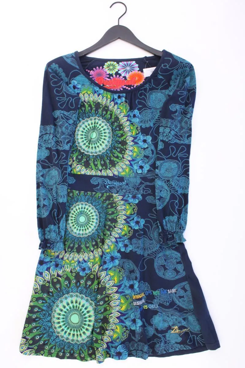 Desigual Langarmkleid Gr. S mit Blumenmuster blau aus Baumwolle