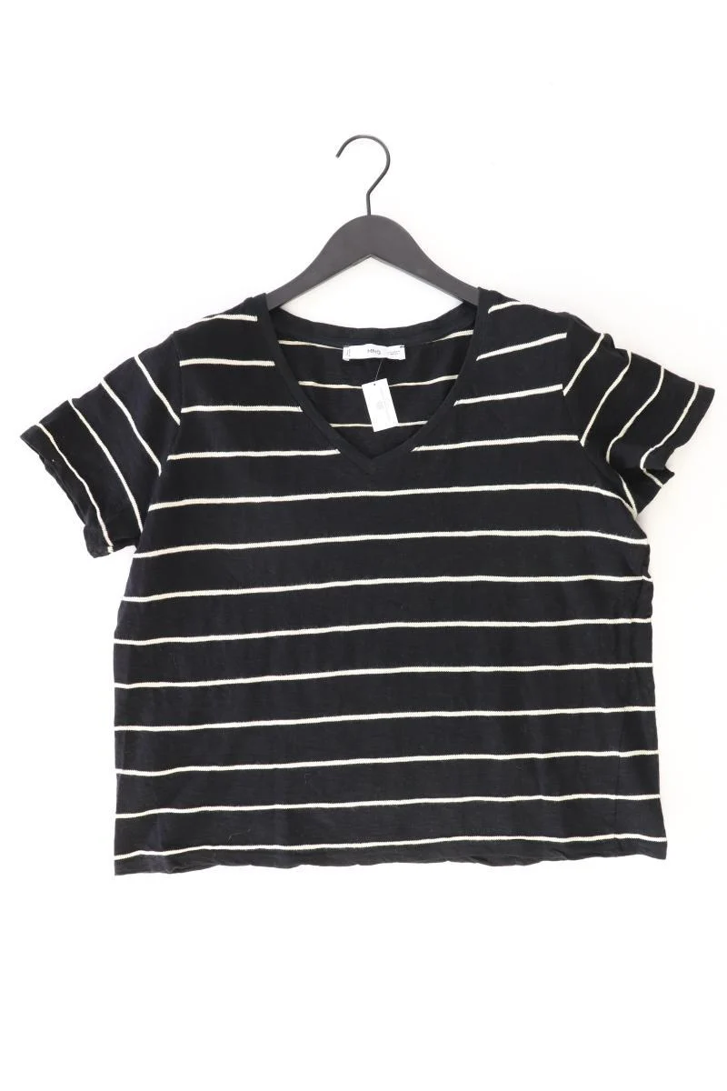Mango Ringelshirt Gr. XL gestreift Kurzarm schwarz aus Baumwolle