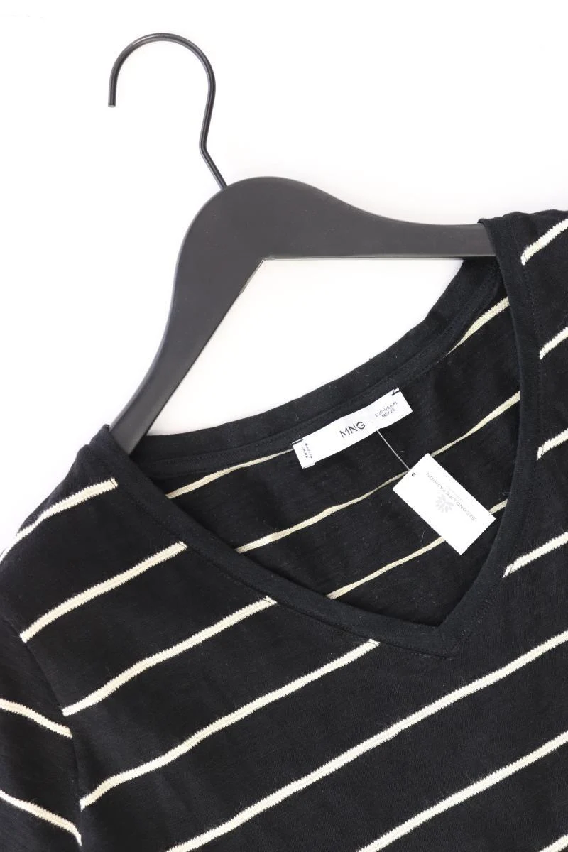 Mango Ringelshirt Gr. XL gestreift Kurzarm schwarz aus Baumwolle