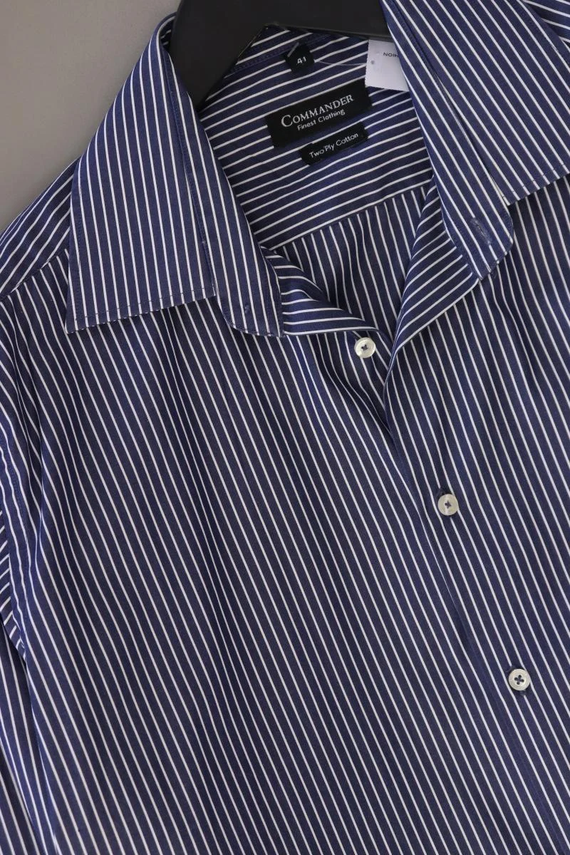 Commander Langarmhemd für Herren Gr. Hemdgröße 41 gestreift blau aus Baumwolle