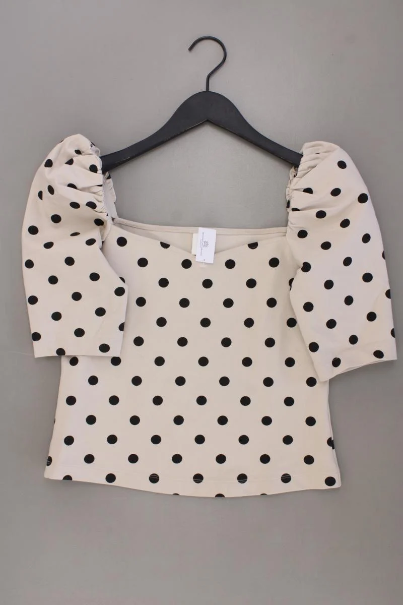 H&M Shirt Gr. S gepunktet Kurzarm creme aus Viskose