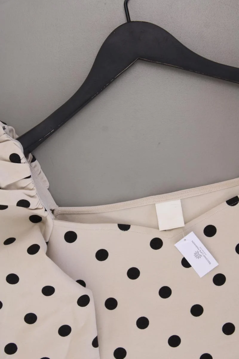 H&M Shirt Gr. S gepunktet Kurzarm creme aus Viskose