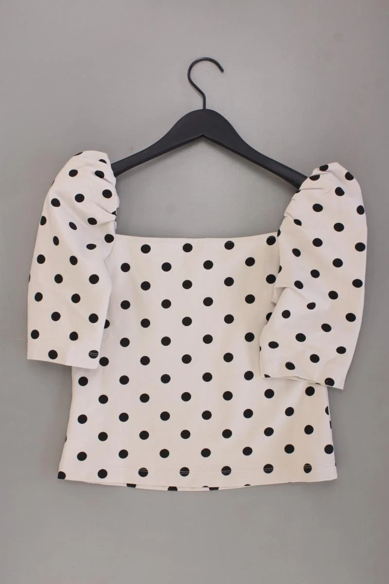 H&M Shirt Gr. S gepunktet Kurzarm creme aus Viskose