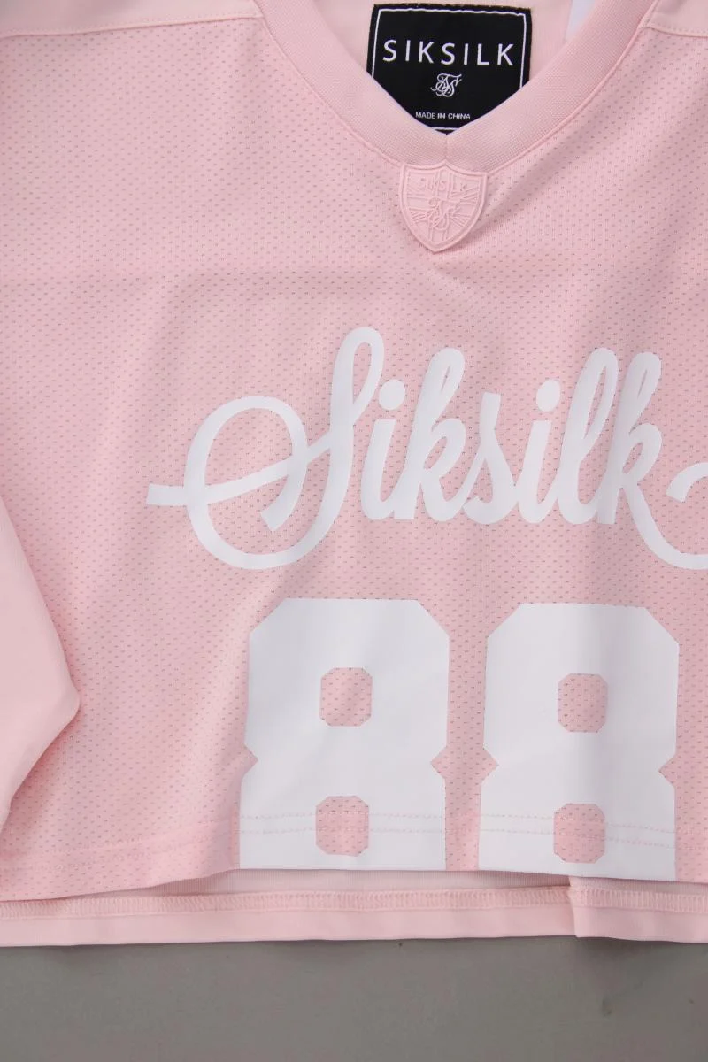 Siksilk Cropped Shirt Gr. L Kurzarm rosa aus Polyester