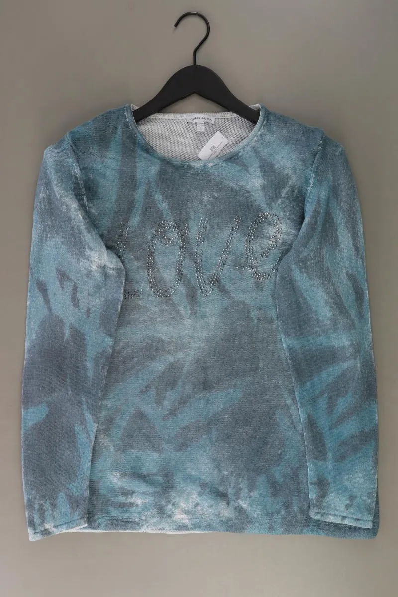 Gina Laura Feinstrickpullover Gr. L blau aus Baumwolle