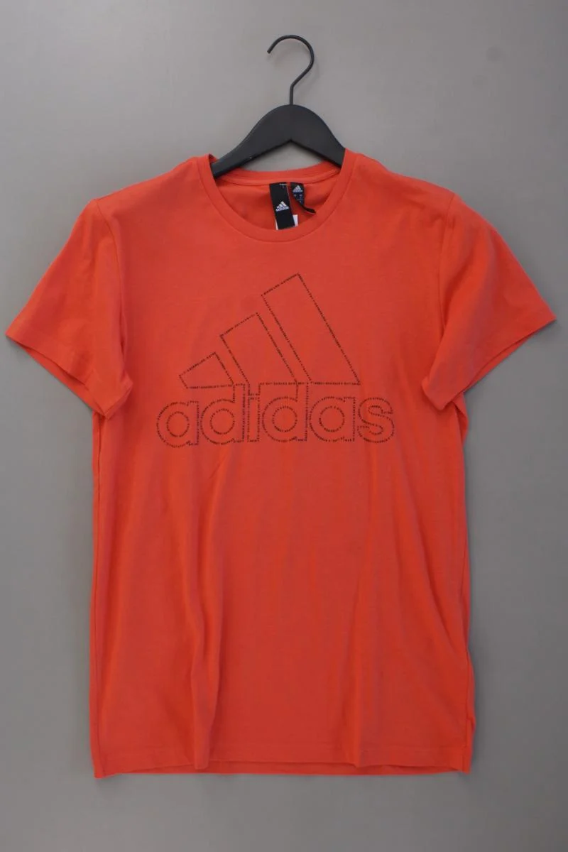 Adidas T-Shirt für Herren Gr. S Kurzarm orange aus Baumwolle