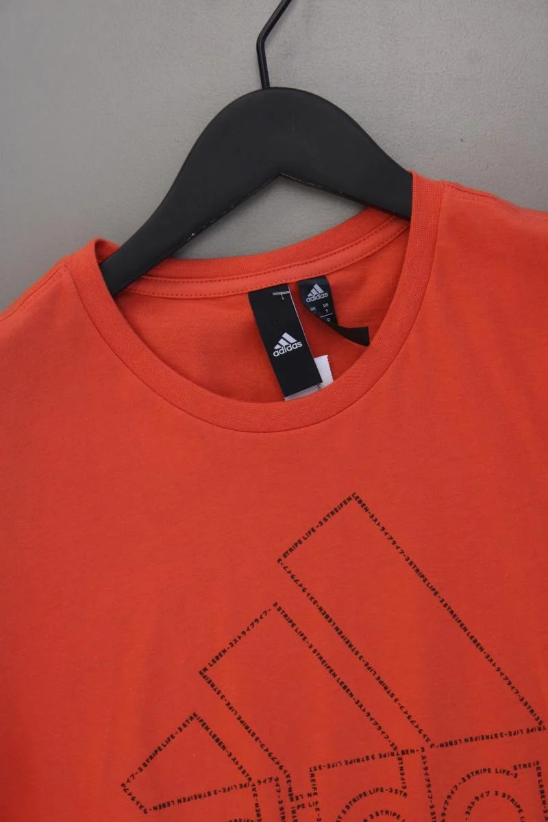 Adidas T-Shirt für Herren Gr. S Kurzarm orange aus Baumwolle