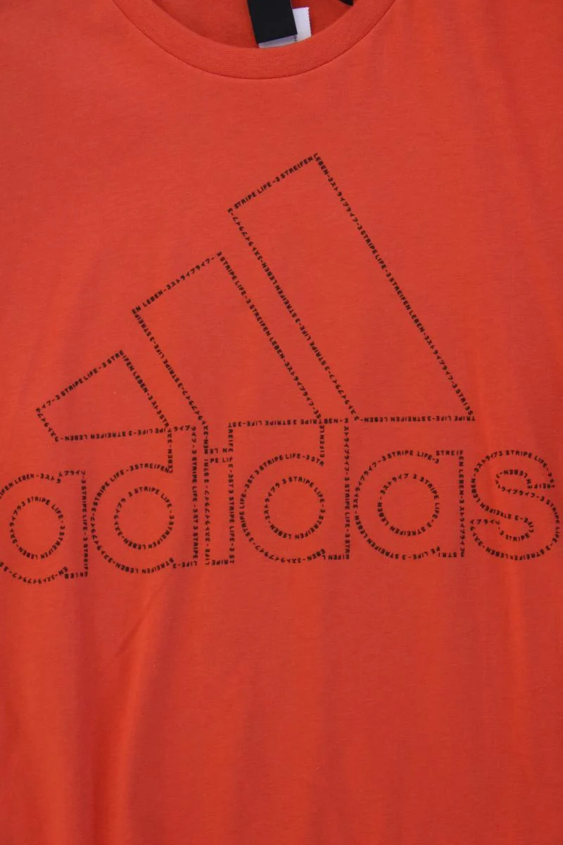 Adidas T-Shirt für Herren Gr. S Kurzarm orange aus Baumwolle