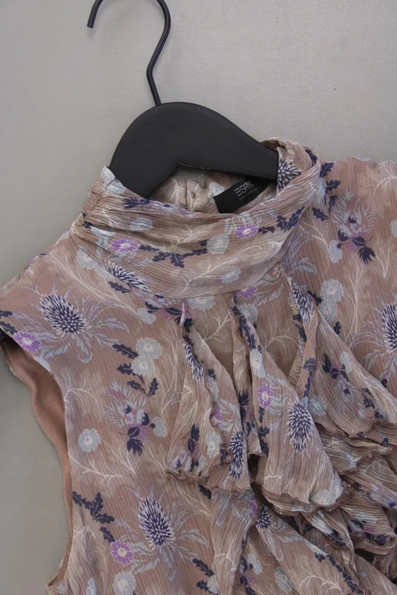 Esprit Collection Seidenkleid Gr. 38 mit Blumenmuster Ärmellos mehrfarbig