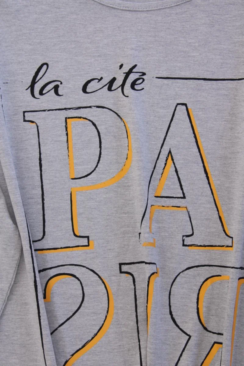 Janet & Joyce Printshirt Gr. 54 neuwertig Langarm grau aus Viskose