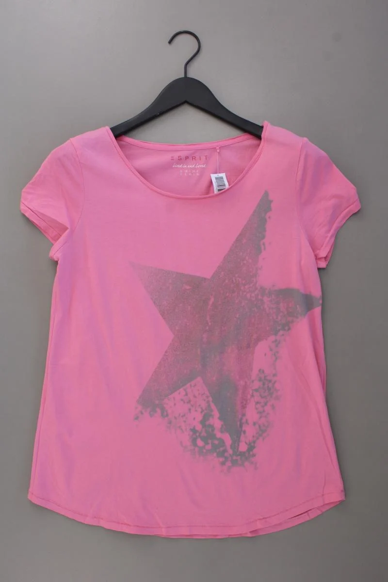 Esprit T-Shirt mit Sternendruck Gr. L Kurzarm rosa aus Baumwolle